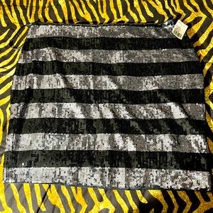 Sequin Silver & Black Mini Skirt